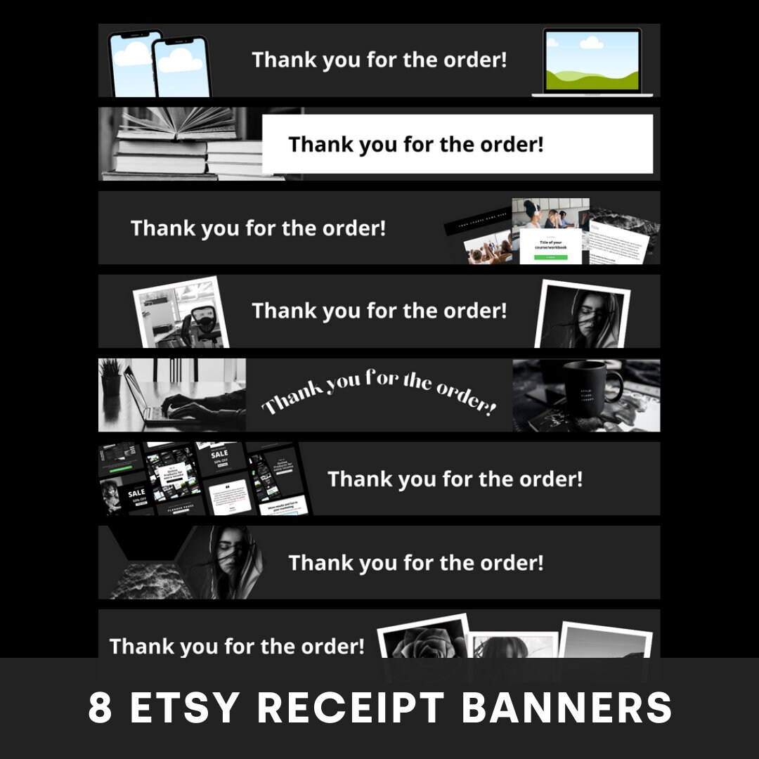Complete Black White Etsy Shop Kit | Canva Templates | Etsy Shop Banner ...