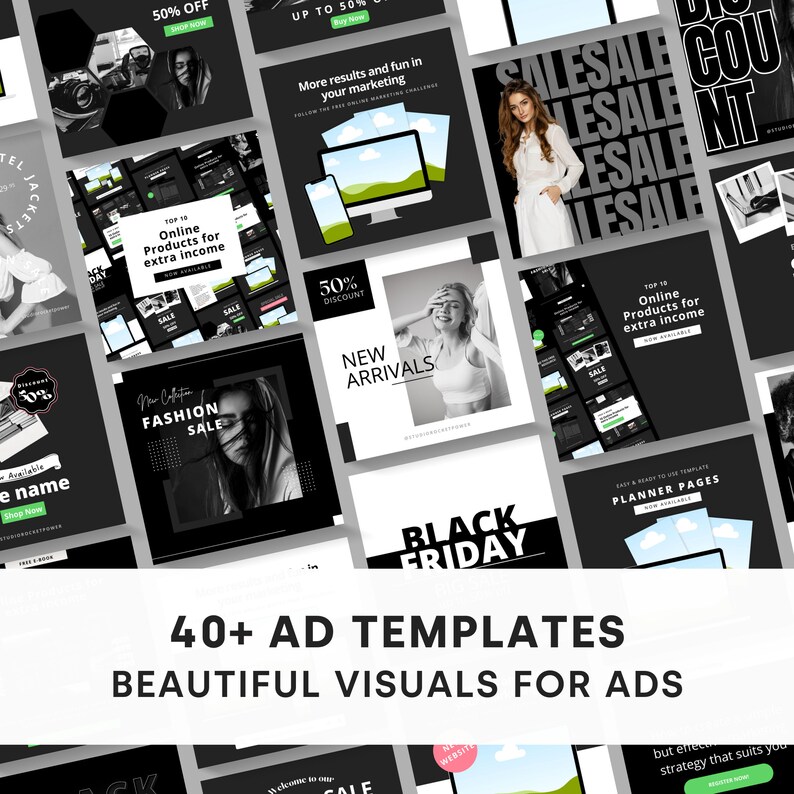 Black White Instagram Template Kit | Social Media Templates | Canva ...