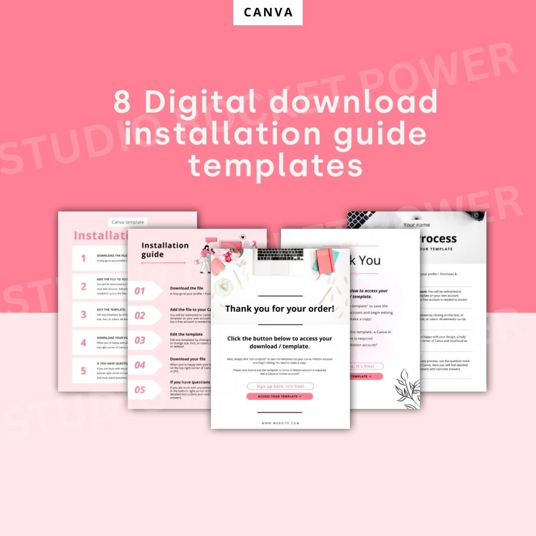 8 Installation Guide Templates | Pink Editable Canva Template ...