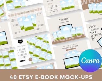 40 E-book Mock-up Templates Beige | Editable Canva Templates | Etsy Listing Mockup Templates, Mockups for Canva, Etsy Listing Template