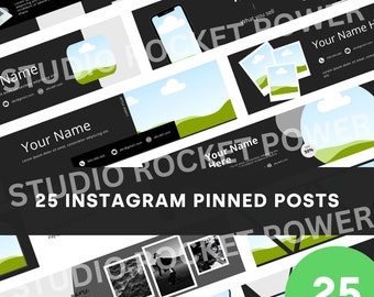 Plantilla de banner de 25 publicaciones fijadas de Instagram en blanco y negro | Plantilla de Canva de rompecabezas de Instagram | Cuadrícula de la fila superior de Instagram | Plantilla de redes sociales
