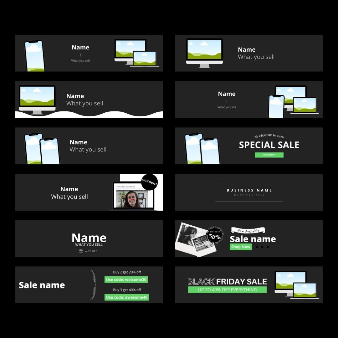Black White Etsy Shop Banner Template / Cover Template | 30+ Fully ...