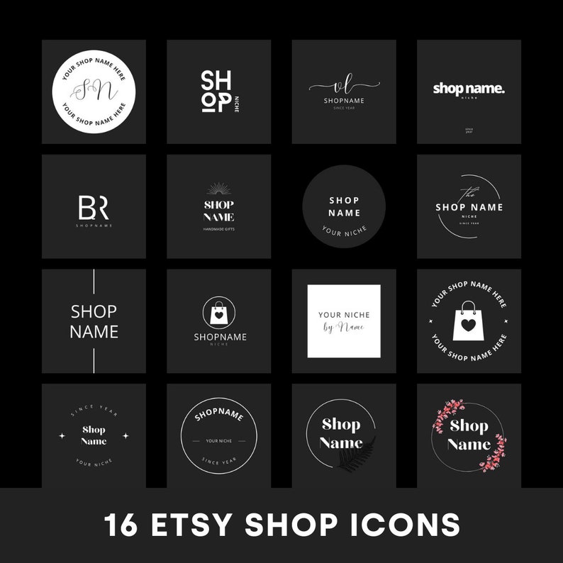Complete Black White Etsy Shop Kit Canva Templates Etsy Shop Banner