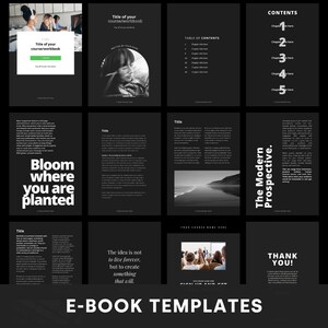 Ebook template Canva, ebook template, Canva ebook template, lead magnet template, coaching workbook, workbook template, online course workbooks, webinar action guide template, social media guide template, black ebook template, black Canva template