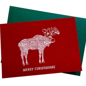 Handgedrukte Moose Christmas Card Pack van 5