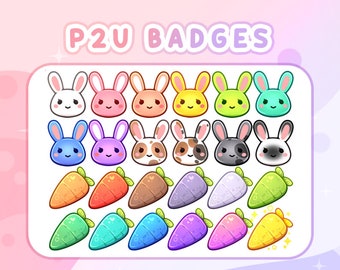 Bunny & Carrot Sub Badges: Twitch/Youtube/Discord Bit Badges (Digital File)