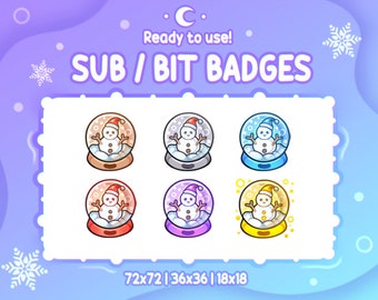 SNOWBALL GLOBE Christmas Sub & Bit badges | Twitch Graphics for Streamers