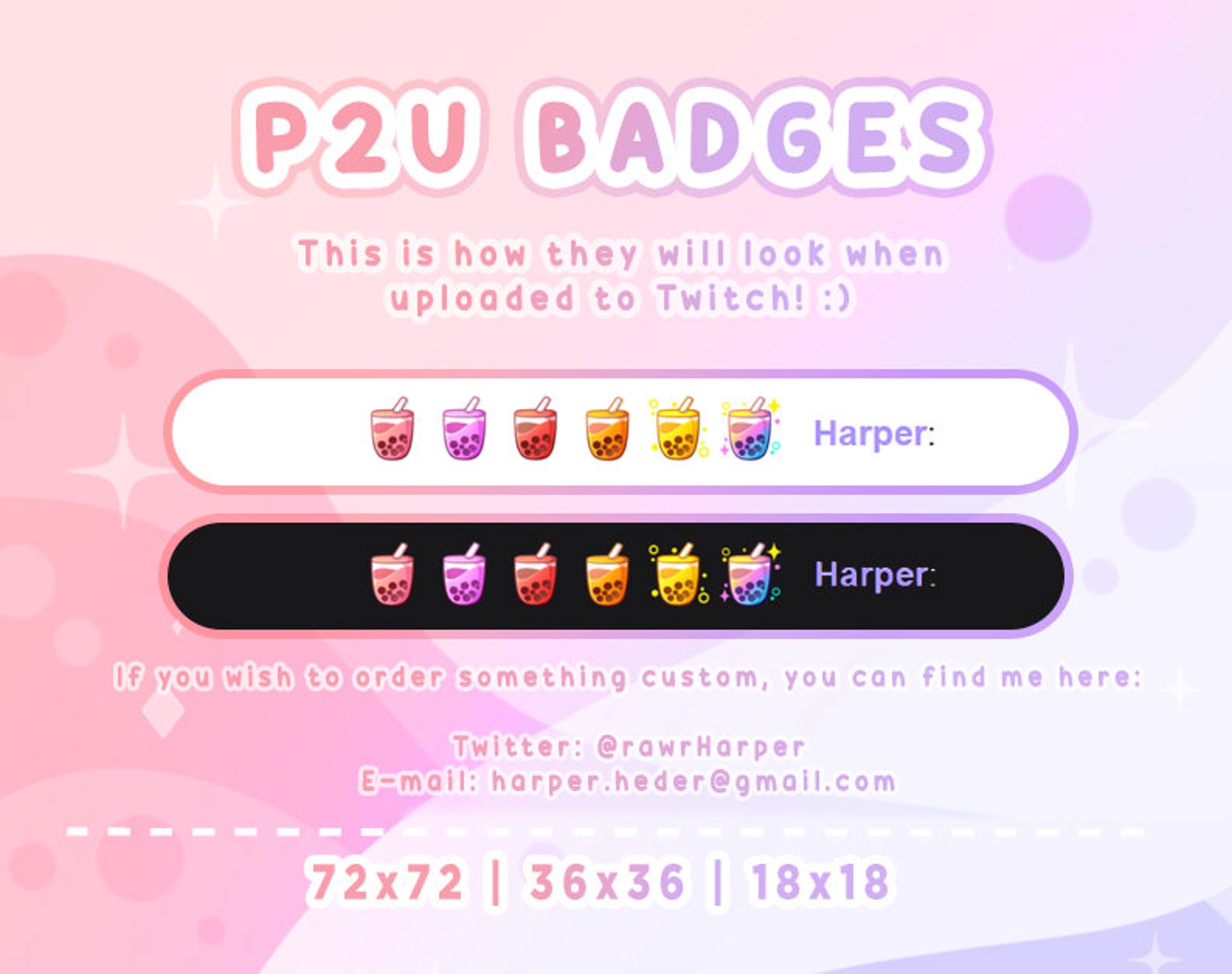 BOBA BUBBLE TEA Sub & Bit Badges Pack | Twitch Graphics | Cute - Etsy