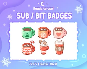 HOT CHOCOLATE / COFFEE Sub & Bit badges | Twitch Graphics for Streamers