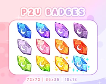 Moon Crystal Gem Sub Badges | Twitch, YouTube, Discord (Digital Download)