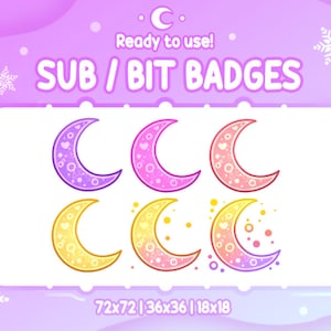 CUTE PASTEL MOON Sub & Bit badges | Twitch Graphics for Streamers