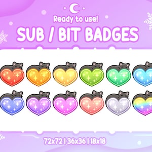 BLACK CAT HEART Twitch Sub & Bit Badges | Love Badges | Streamer Emotes | Twitch Graphics for Streamers