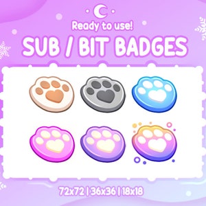 Emblemas BONITOS de Sub e Bit de PATAS de GATO | Gráficos Twitch para Streamers