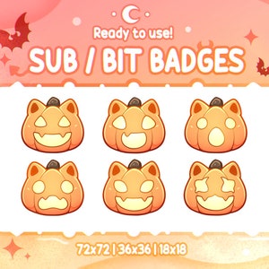 CAT PUMPKIN HALLOWEEN Sub & Bit badges | Twitch Graphics for Streamers | Youtube | Discord | Cute
