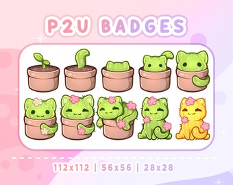 Cactus Cat Twitch Badges | Stream Sub & Bit Badges | Cat Bit Badges | Cat Sub Badges | Cat | Cactus | Kitty | Twitch Graphics