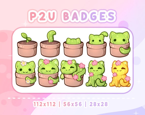 Cactus Cat Twitch Badges | Stream Sub & Bit Badges | Cat Bit Badges | Cat Sub Badges | Cat | Cactus | Kitty | Twitch Graphics