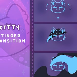 May include: A purple and blue animated GIF of a cartoon cat with the text "KITTY STINGER TRANSITION" on the left side of the image.