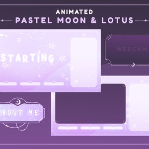 Moon Lotus Animated Twitch Stream Pack: Overlays, Alerts, Panels (Digital Download)