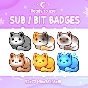 CUTE CAT Twitch Sub & Bit Badges | Streamer Emotes | Twitch Graphics for Streamers