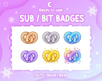 Emblemas PRETZEL Sub e Bit | Gráficos Twitch para Streamers