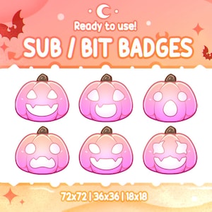 PINK PUMPKIN HALLOWEEN Sub & Bit badges | Twitch Graphics for Streamers | Youtube | Discord | Cute