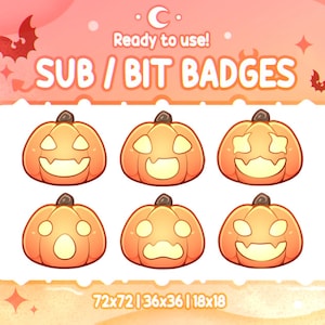 CUTE PUMPKIN HALLOWEEN Sub & Bit badges | Twitch Graphics for Streamers | Youtube | Discord |