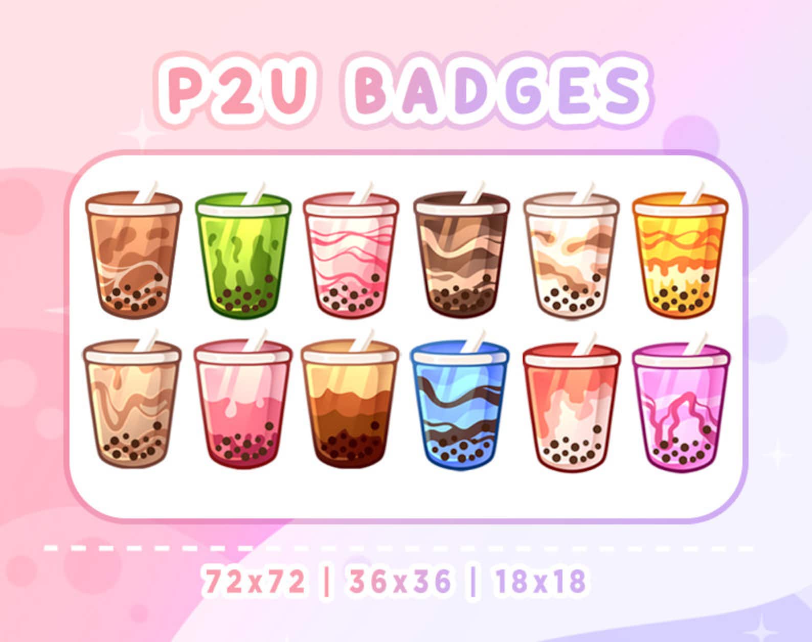 BOBA BUBBLE TEA Sub & Bit Badges Pack | Twitch Graphics | Cute - Etsy