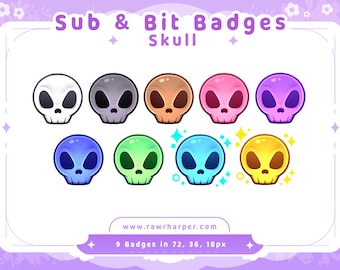 Skull Sub Badges for Twitch, YouTube, Kick, Discord (Digital Download)