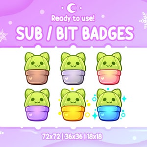 CACTUS CAT Twitch Sub & Bit Badges | Streamer Emotes | Twitch Graphics for Streamers