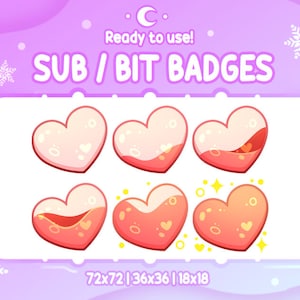 RED HEART BOTTLE Twitch Sub & Bit Badges | Streamer Emotes | Twitch Graphics for Streamers