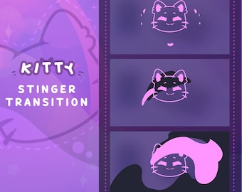 Animated Pink Cat Stinger Transition: Twitch & YouTube (Digital Download)