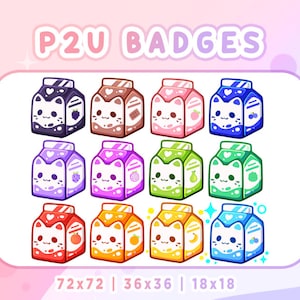 Cat JUICE / MILK BOX Sub & Bit Badges | Schattige | Twitch Graphics | Youtube | Onenigheid