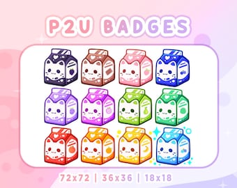 Cat JUICE / MILK BOX Sub & Bit Badges | Cute | Twitch Graphics | Youtube | Discord