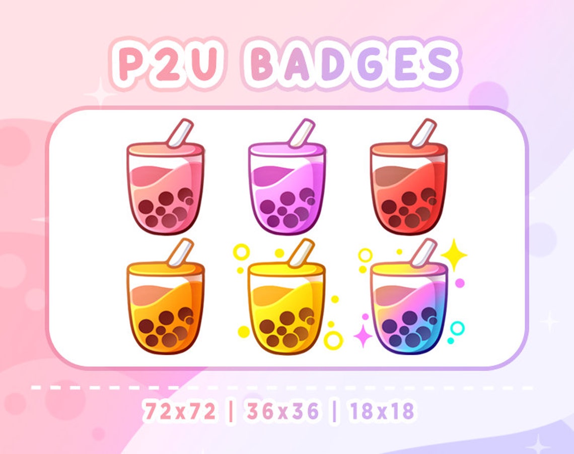 BOBA BUBBLE TEA Sub & Bit Badges Pack | Twitch Graphics | Cute - Etsy
