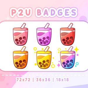 BOBA BUBBLE TEA Sub & Bit badges pack | Twitch Graphics  | Cute