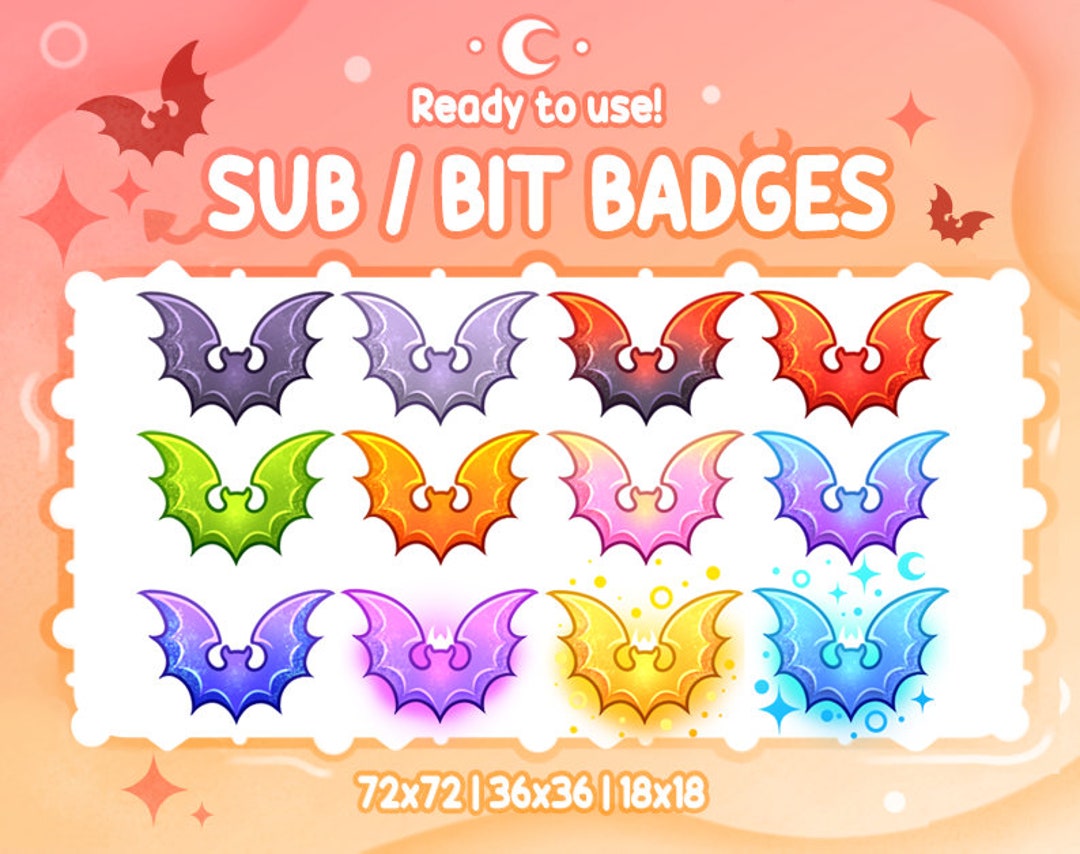 CUTE BAT HALLOWEEN Sub & Bit Badges Twitch Graphics for Streamers