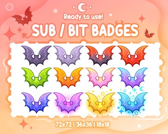 CUTE BAT HALLOWEEN Sub & Bit badges | Twitch Graphics for Streamers | Youtube | Discord