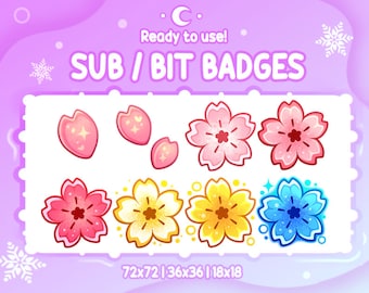 CHERRY BLOSSOM Twitch Sub & Bit Badges | Streamer Emotes | Twitch Graphics for Streamers