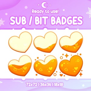 BUTELKA Z POMARAŃCZOWYM SERCEM Mikstura Odznaki Twitch Sub & Bit | Emotki Streamerów | Grafiki Twitch dla Streamerów