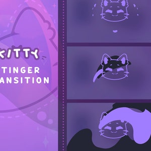 May include: A purple and white animated GIF of a cat with the text "Kitty Stinger Transition" on the left side of the image.