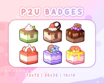 CUTE CAKE Sub & Bit badges pack | Twitch Graphics  | Cute