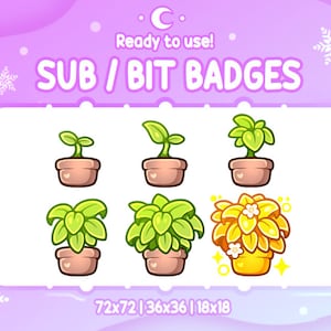 GROWING PLANT Twitch Sub & Bit Badges | Streamer Emotes | Twitch Graphics for Streamers