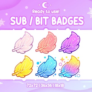 CUTE FEATHER Sub & Bit badges | Twitch Graphics for Streamers
