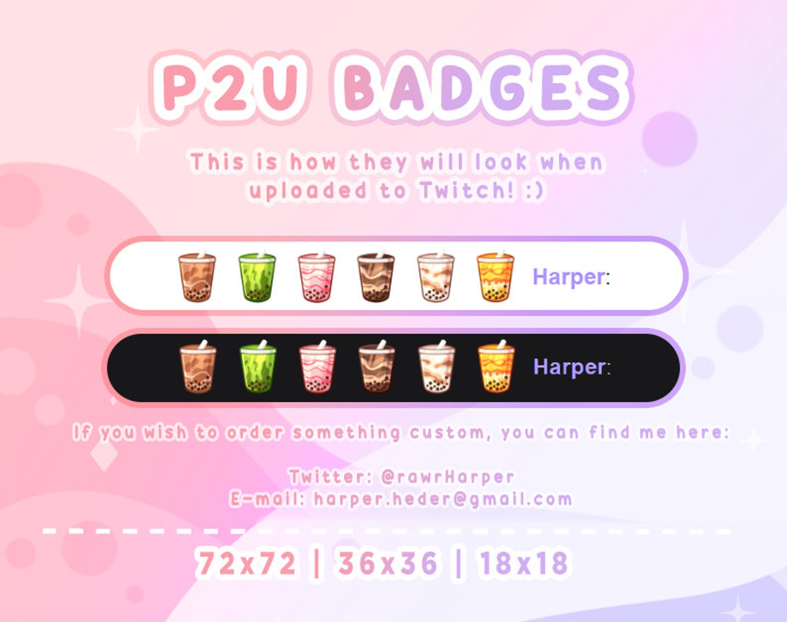 BOBA BUBBLE TEA Sub & Bit Badges Pack | Twitch Graphics | Cute - Etsy