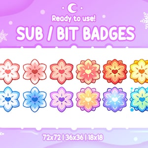 CHERRY BLOSSOM FLOWERS Sub & Bit badges big pack | Twitch Graphics for Streamers