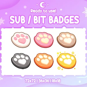 Emblemas BONITOS de Sub e Bit de PATAS de GATO | Gráficos Twitch para Streamers