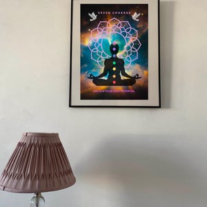 Seven Chakras Yoga Wall Art. Digital Download, large A3 to small A6. Chakra Meditation Celestrial Decor.