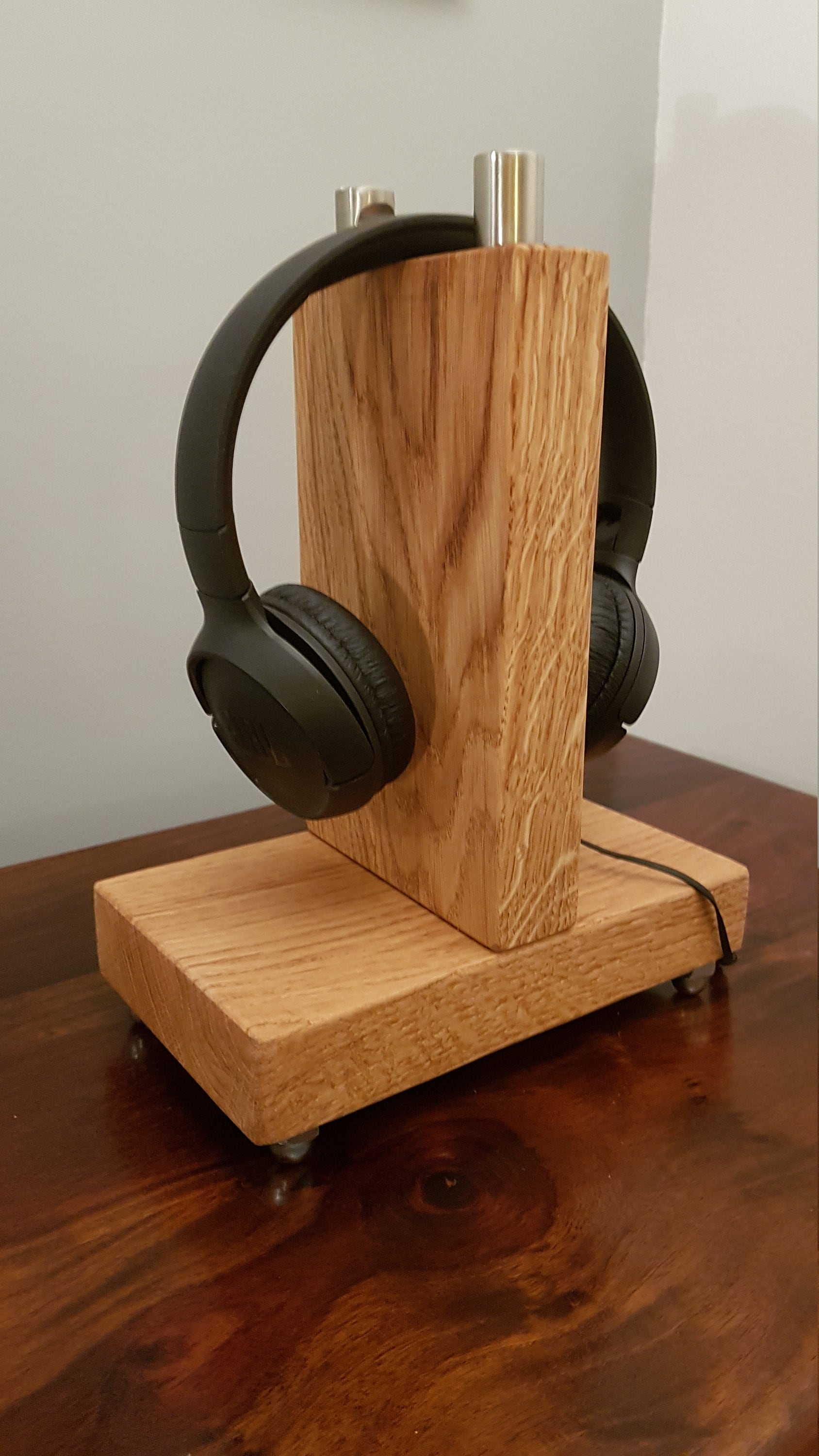 Headphone stand wooden oak oiled hi fi music loft style Etsy