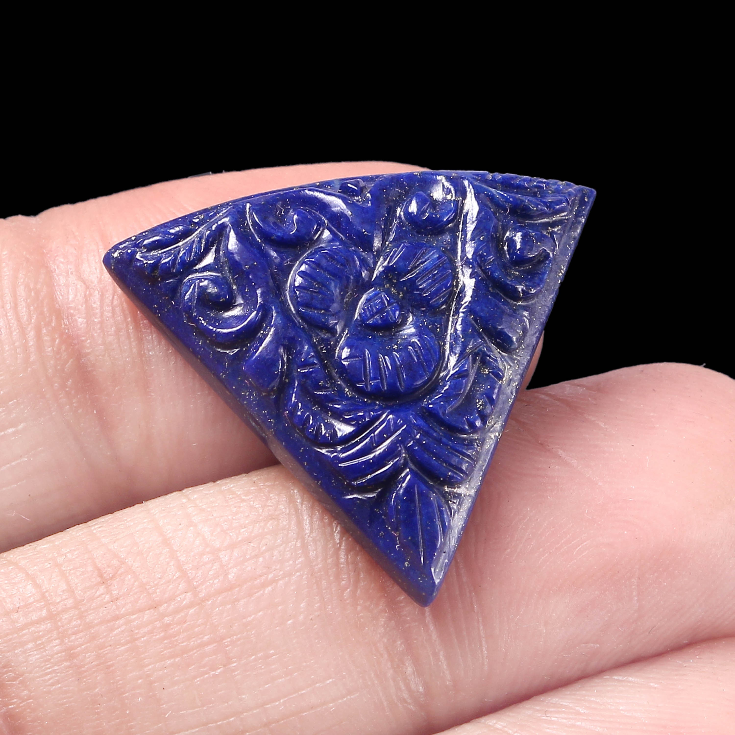 weight 16 crt 100% Natural Lapis carving gemstone   beautiful hand carved 2 pcs WT19 size 14.30x15.30 To 14.5x15.5 mm