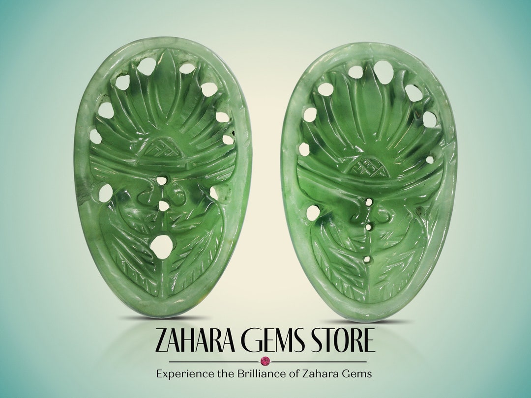 29x18 MM Serpentine Carved Pair Stone Oval Shape Grade Quality - Etsy